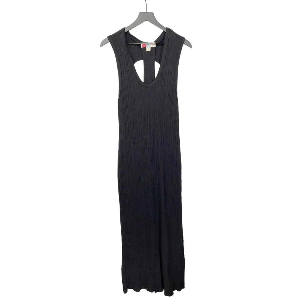 NEW Free People Beach Maxi Dress Ribbed Knit Cut Out Swim Cover Up Black Large